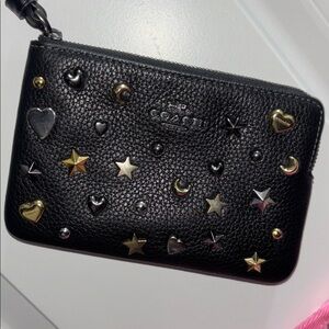 Coach Black Wristlet with Gold and Silver Studs